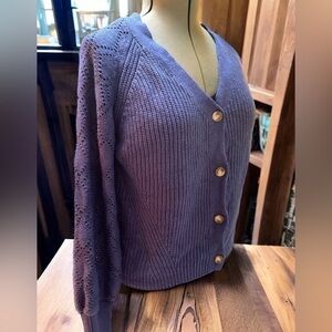 NWOT Size L Blue Cardigan Evaless